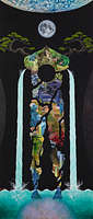 The Body Problem (Jupiter's Moons), 2022
Collage and acrylic on canvas
84 x 36 x 2 inches