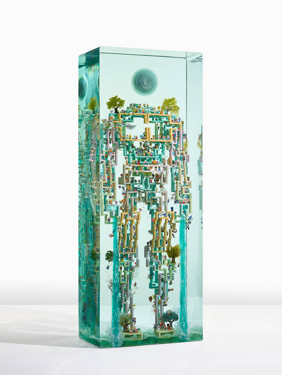 *Person, Place, or Thing*, 2023
Glass, Acrylic, Collage
70.75 x 27.125 x 15.625 inches