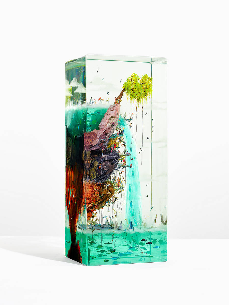 *The Habit of Nature (Study)*, 2025
Glass, Epoxy, Collage, Acrylic Paint
19.125 x 8.25 x 6.5 inches