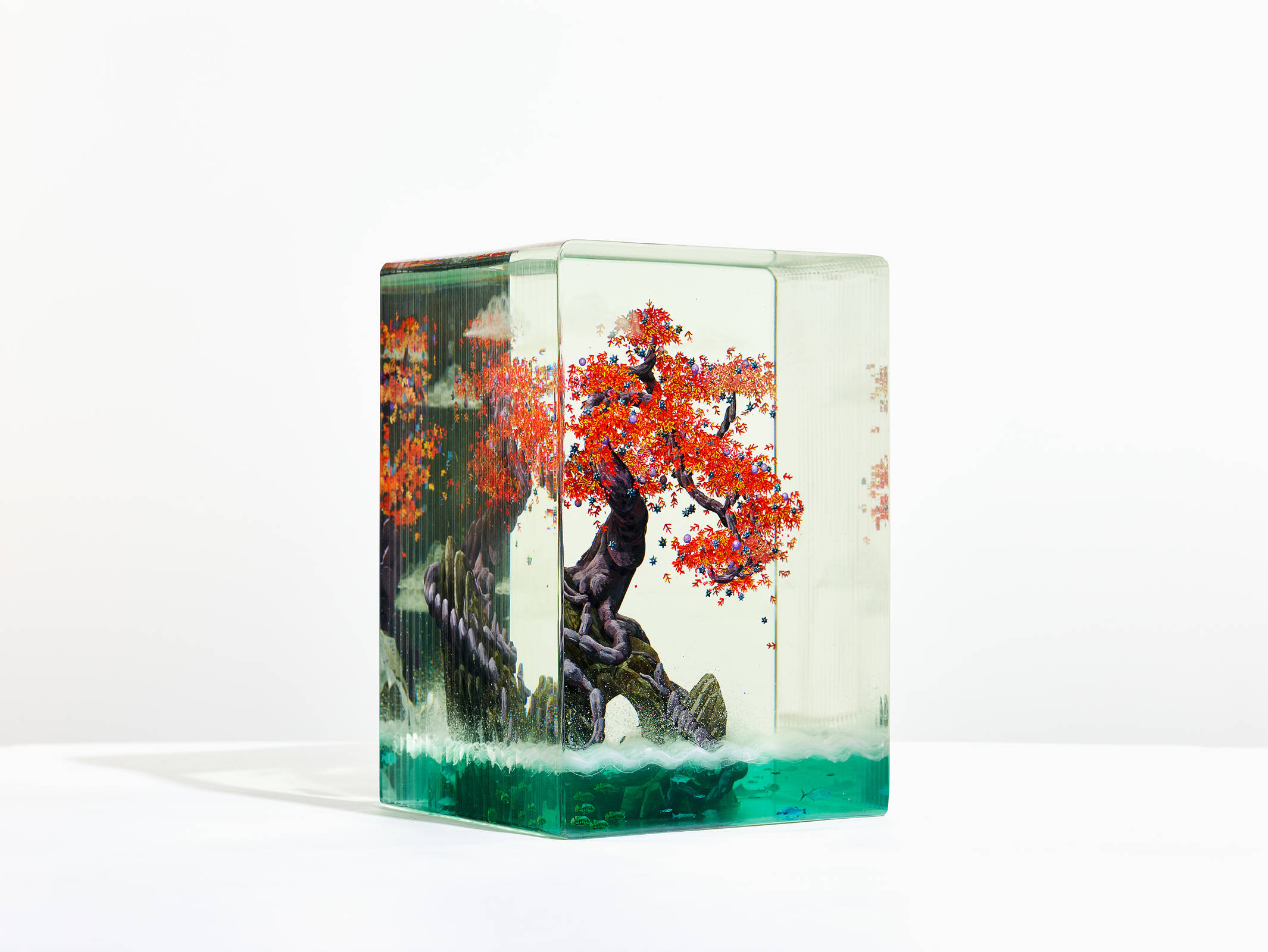 *Petals on a Wet, Black Bough*, 2024
Glass, Epoxy, Acrylic Paint, Ink
13.125 x 9.125 x 8.375 inches