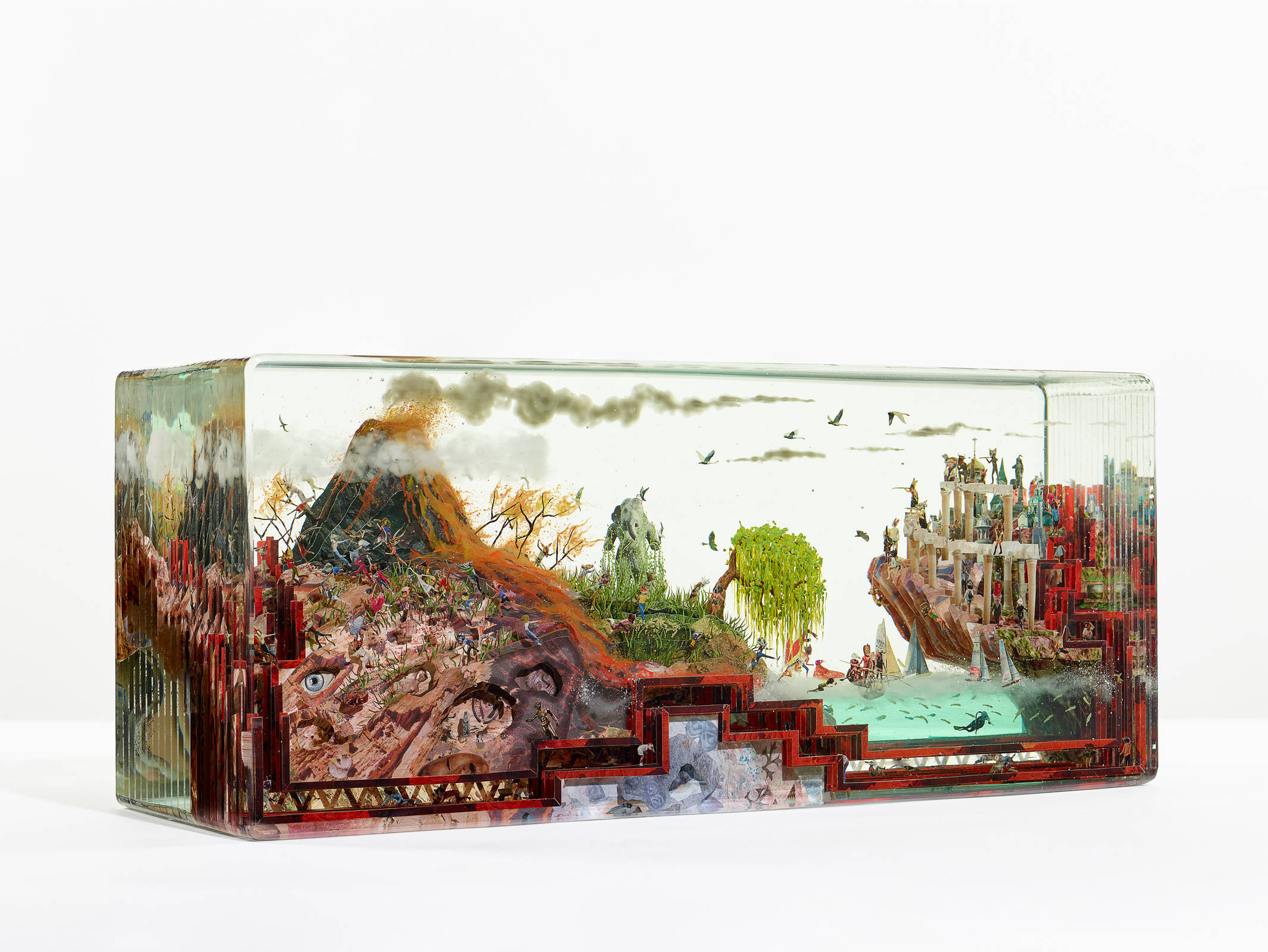 *Pliny the Younger*, 2025
Glass, Epoxy, Acrylic, Collage
8 x 19.125 x 6.375 inches