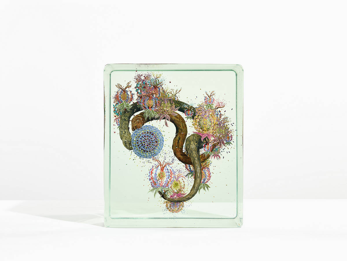 *Seed 6: Twin Catract 2*, 2025
Glass, Epoxy, Acrylic Paint
13.125 x 11.125 x 10.375 inches