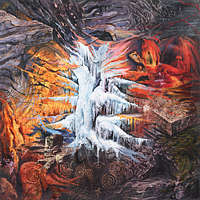 **Ice Fossil, 2025**
Collage and acrylic on canvas
25.25 x 25.25 x 3 inches framed