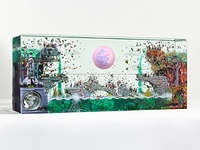 The Consequential Nature of the Simultaneous, 2025
Glass, Collage, Acrylic Paint, Epoxy
20.25 x 48 x 7.875 inches
