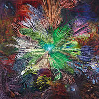 **Werner's Crater, 2025**
Collage and acrylic on canvas
49.5 x 49.5 x 3 inches framed