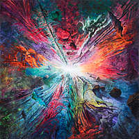 **The Old Mimoid II**
Collage and acrylic on canvas
37.25 x 37.25 x 3 inches framed